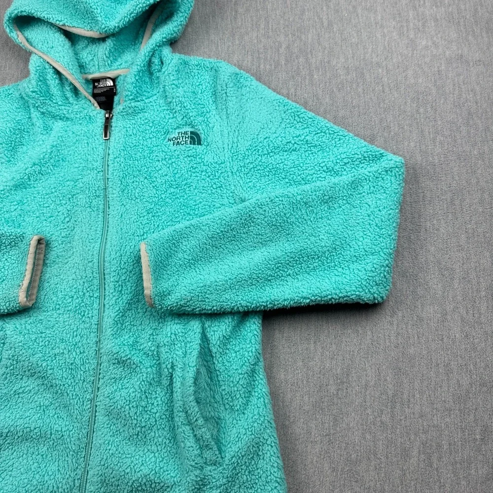 The North Face Jacket Womens Small Blue Small Teddy Fleece Full Zip Hood Pockets